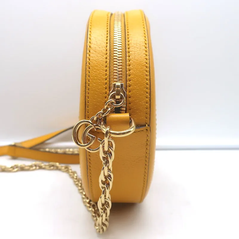 Gucci Ophidia GG Flora Round Mini Crossbody Bag Yellow Leather