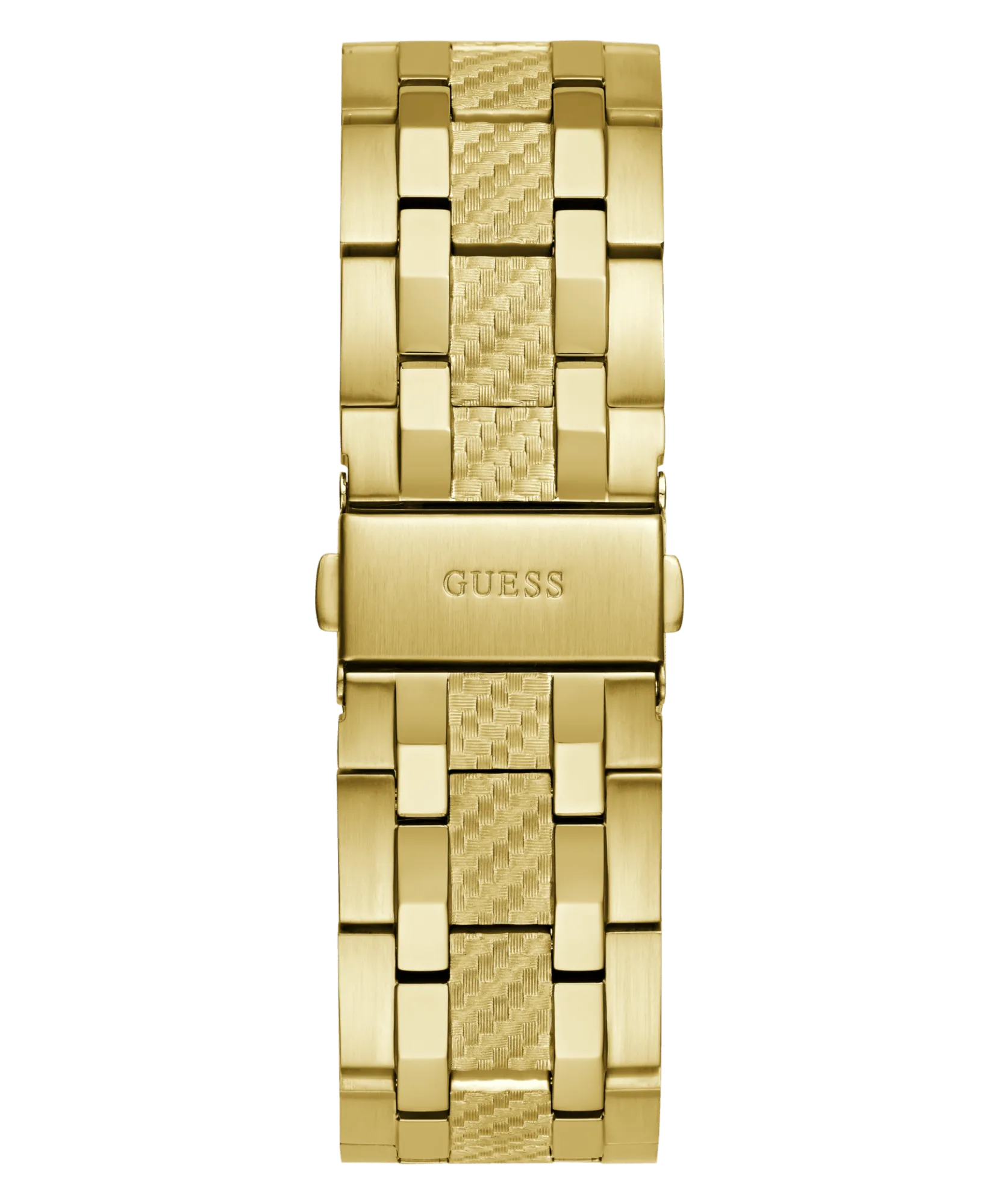Guess Resistance Brushed Gold Tone Case With Polished Gold Tone Bezel Sunray Blue Multifunction With A Brushed And Polished Gold Tone Bracelet GW0714G2