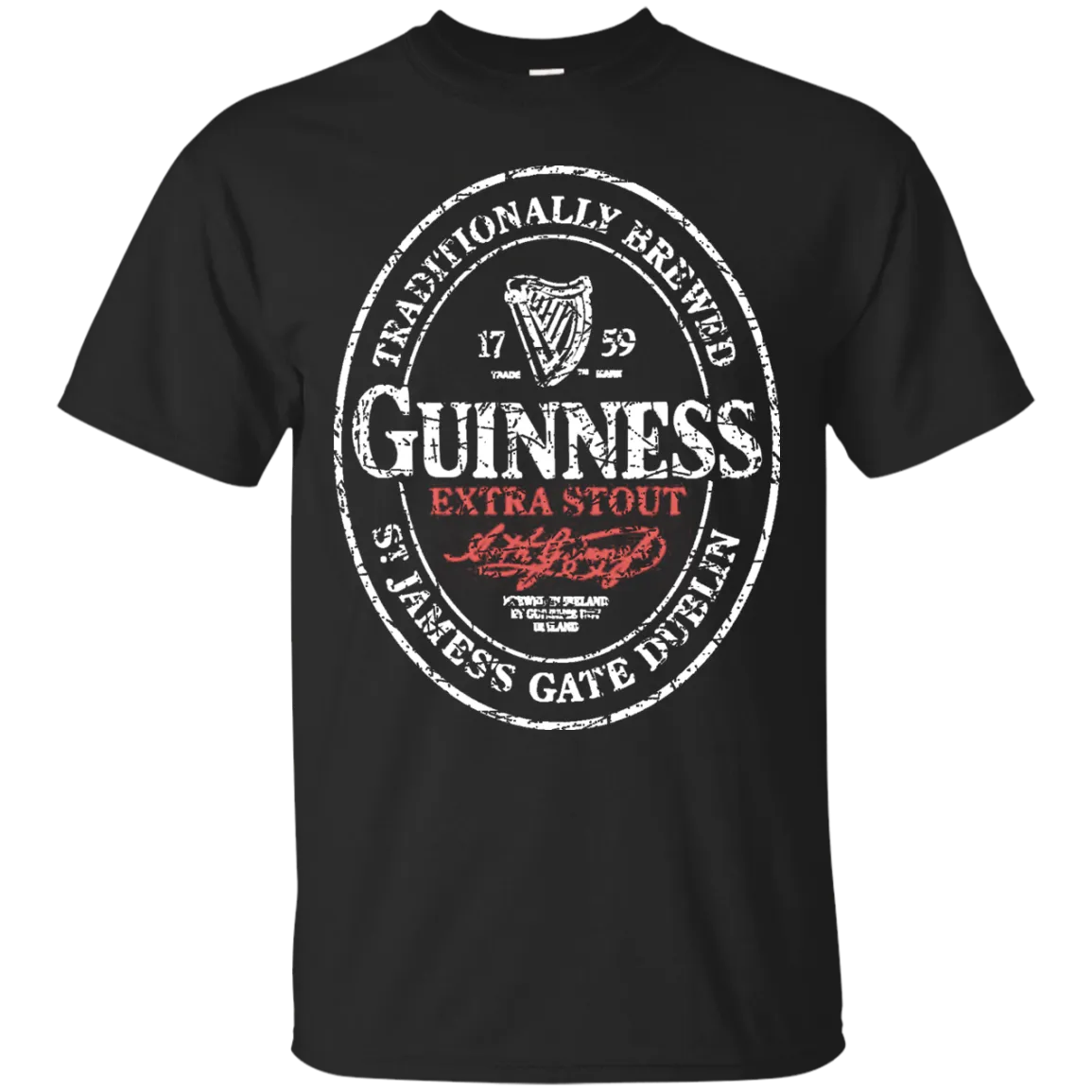 Guinness Beer T-Shirt Custom Designed White Worn Label Pattern