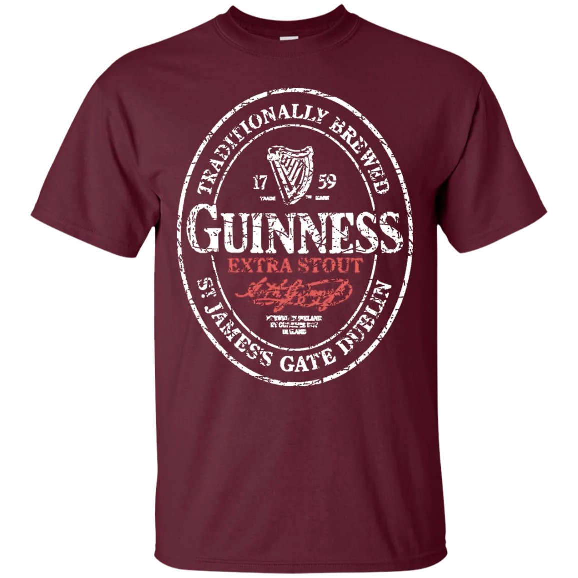 Guinness Beer T-Shirt Custom Designed White Worn Label Pattern