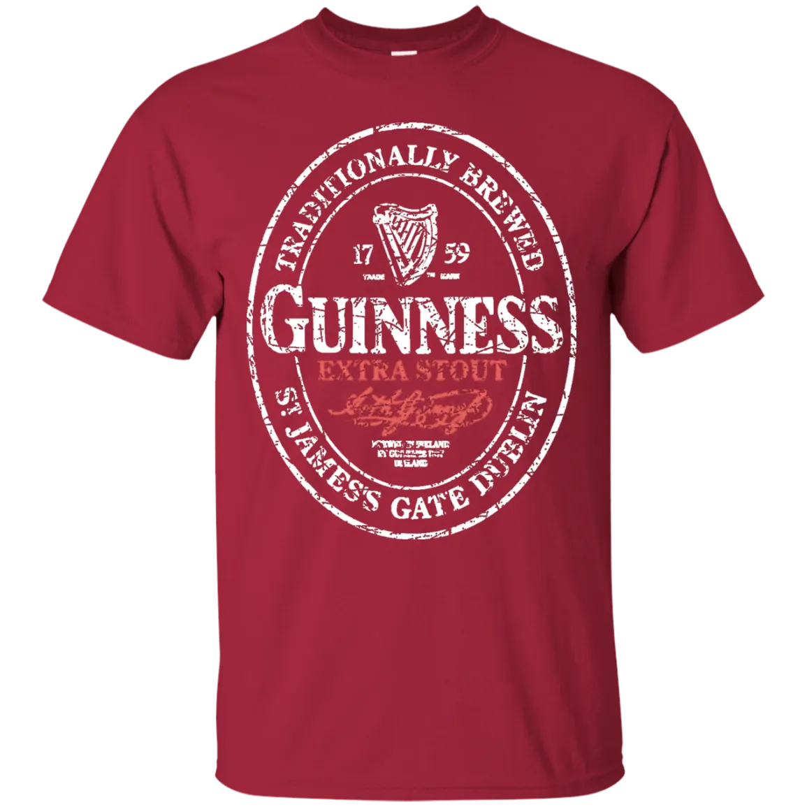 Guinness Beer T-Shirt Custom Designed White Worn Label Pattern