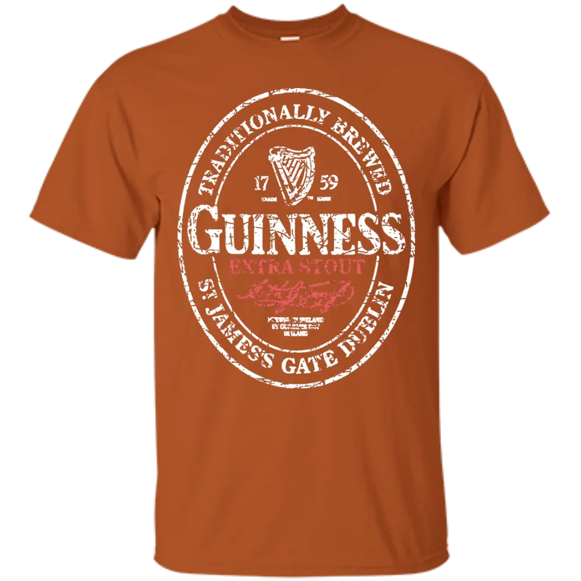 Guinness Beer T-Shirt Custom Designed White Worn Label Pattern