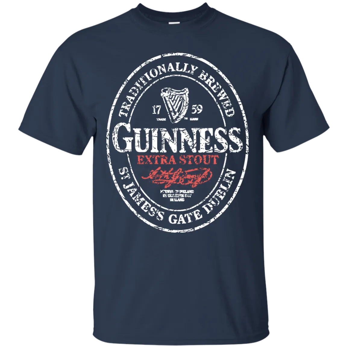 Guinness Beer T-Shirt Custom Designed White Worn Label Pattern
