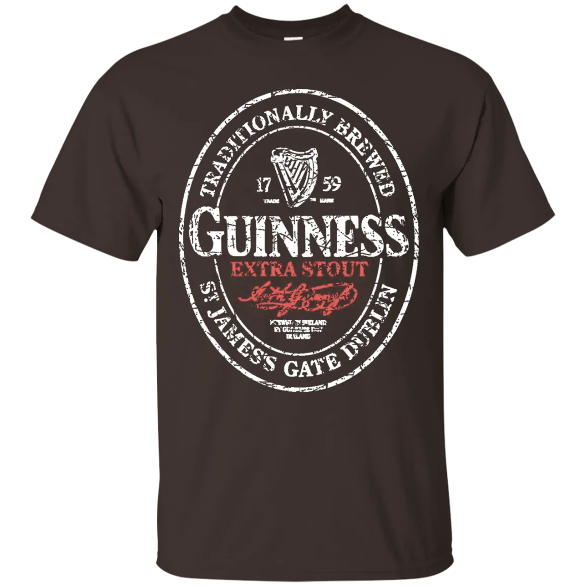 Guinness Beer T-Shirt Custom Designed White Worn Label Pattern