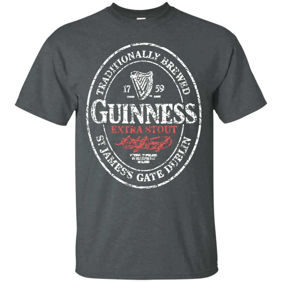 Guinness Beer T-Shirt Custom Designed White Worn Label Pattern