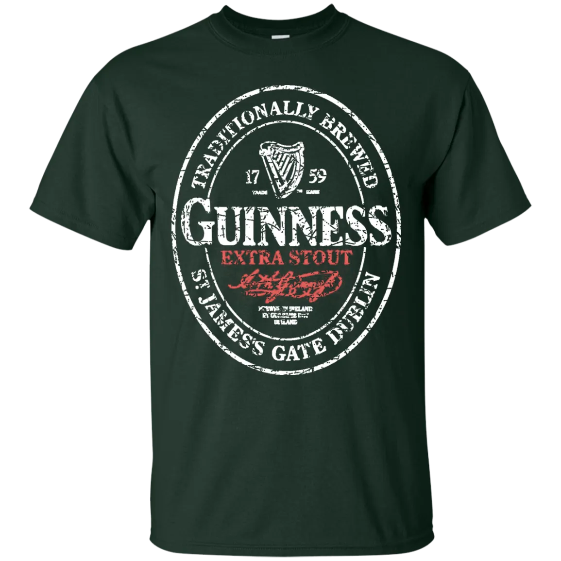 Guinness Beer T-Shirt Custom Designed White Worn Label Pattern
