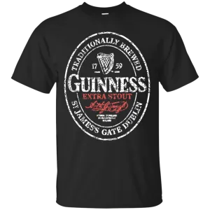 Guinness Beer T-Shirt Custom Designed White Worn Label Pattern