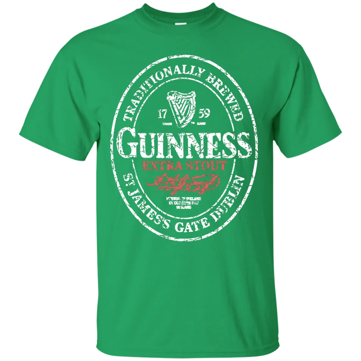 Guinness Beer T-Shirt Custom Designed White Worn Label Pattern