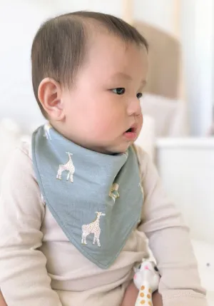 GunaMuna Bandana Bib in Giraffe Moss Print