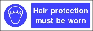 Hair protection must be worn safety sign