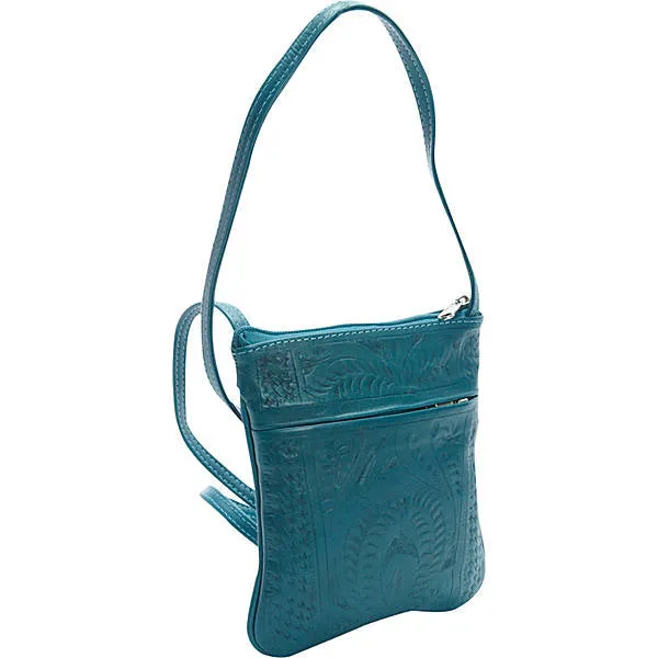 Handbag, Slim Cross Body Purse, Hand Tooled Leather, SALE! - Style 8488