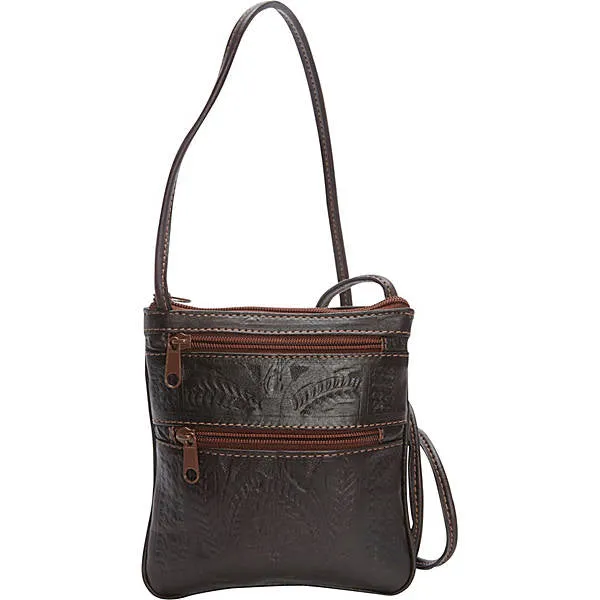 Handbag, Slim Cross Body Purse, Hand Tooled Leather, SALE! - Style 8488