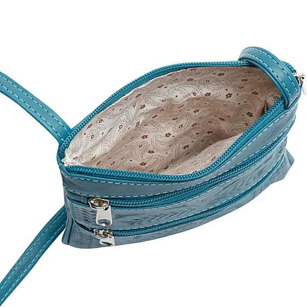 Handbag, Slim Cross Body Purse, Hand Tooled Leather, SALE! - Style 8488