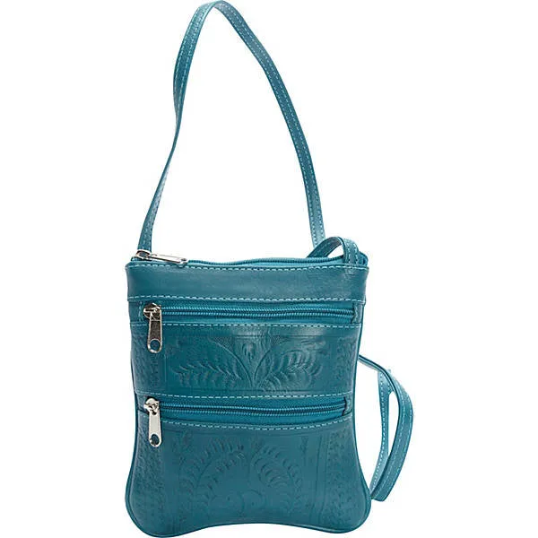 Handbag, Slim Cross Body Purse, Hand Tooled Leather, SALE! - Style 8488