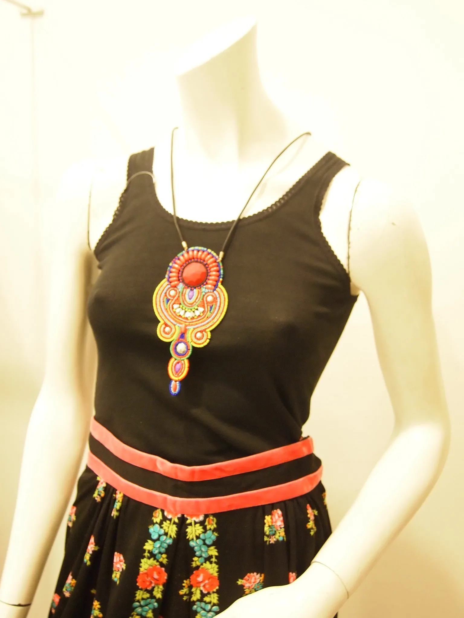 Handbeaded Necklace Bright Tribal