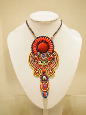 Handbeaded Necklace Bright Tribal