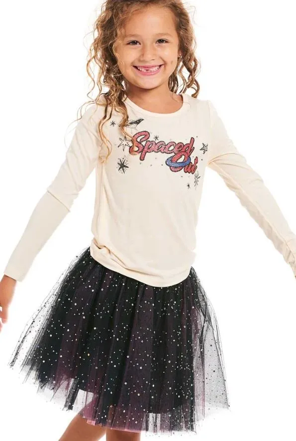 Hannah Banana Spaced Out Long Sleeve Glitter Top