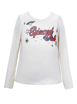 Hannah Banana Spaced Out Long Sleeve Glitter Top