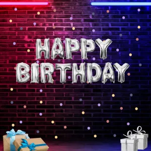 Happy Birthday 13 Letters | Metallic Silver Foil Balloon Banner