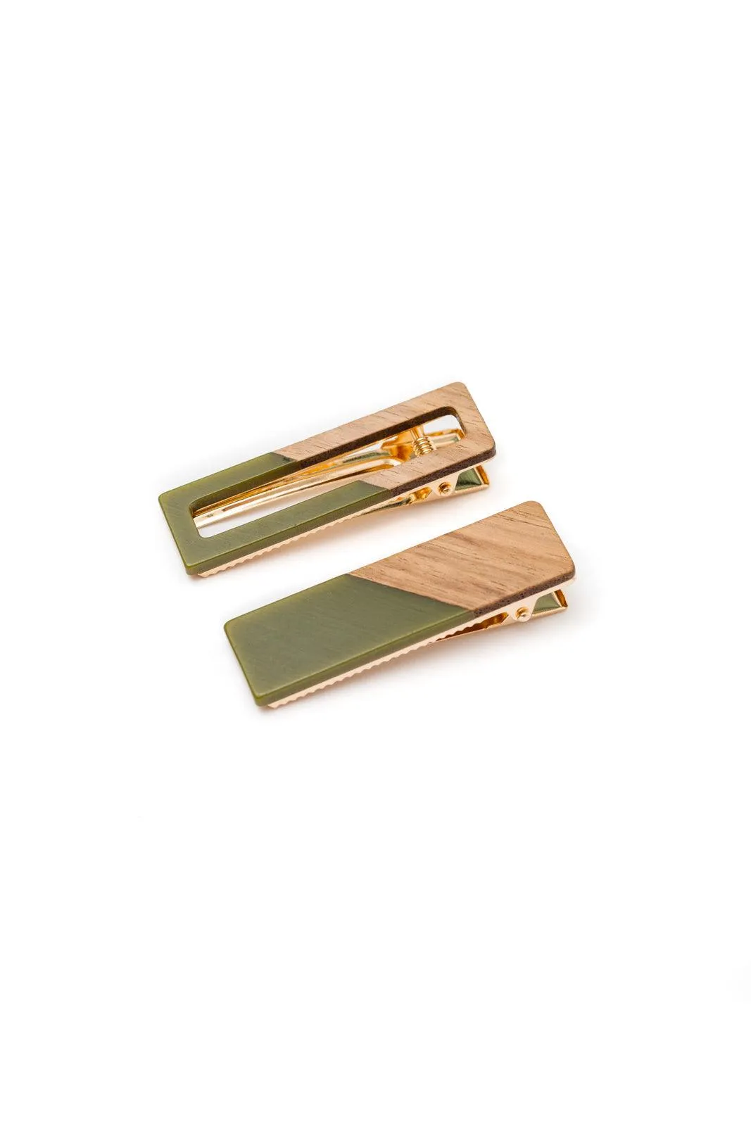 Hazel Blues® |  Two Tone Hair Clip Set in Green