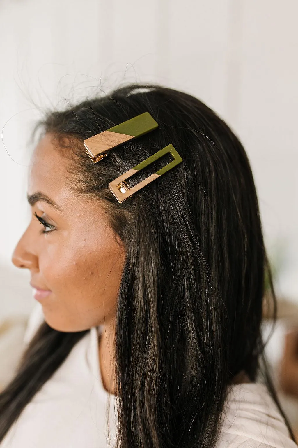 Hazel Blues® |  Two Tone Hair Clip Set in Green