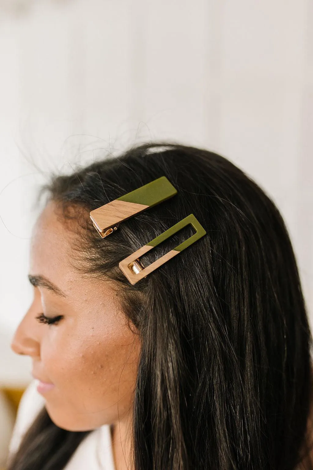 Hazel Blues® |  Two Tone Hair Clip Set in Green