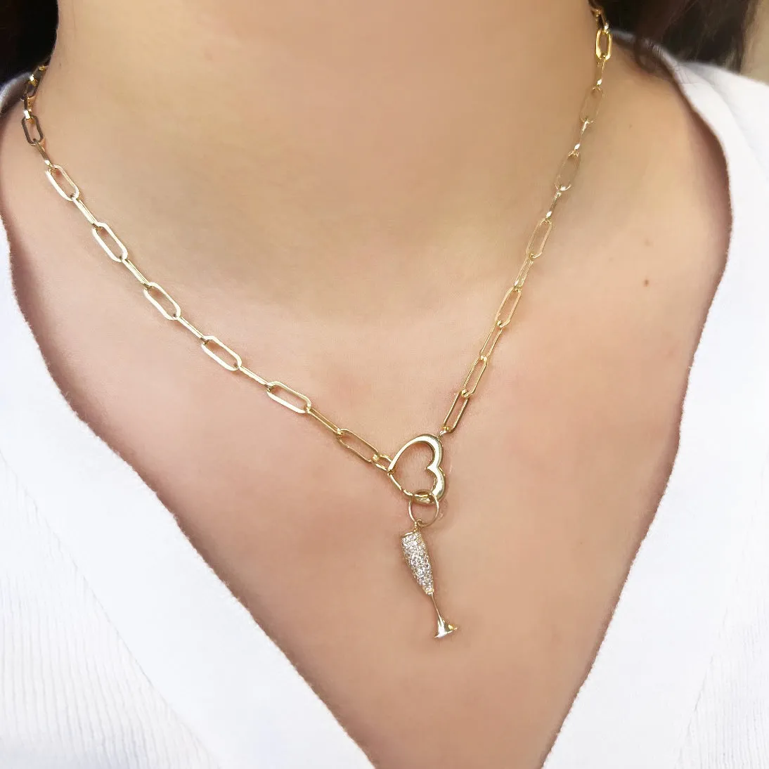 Heart Charm Holder Paperclip Necklace