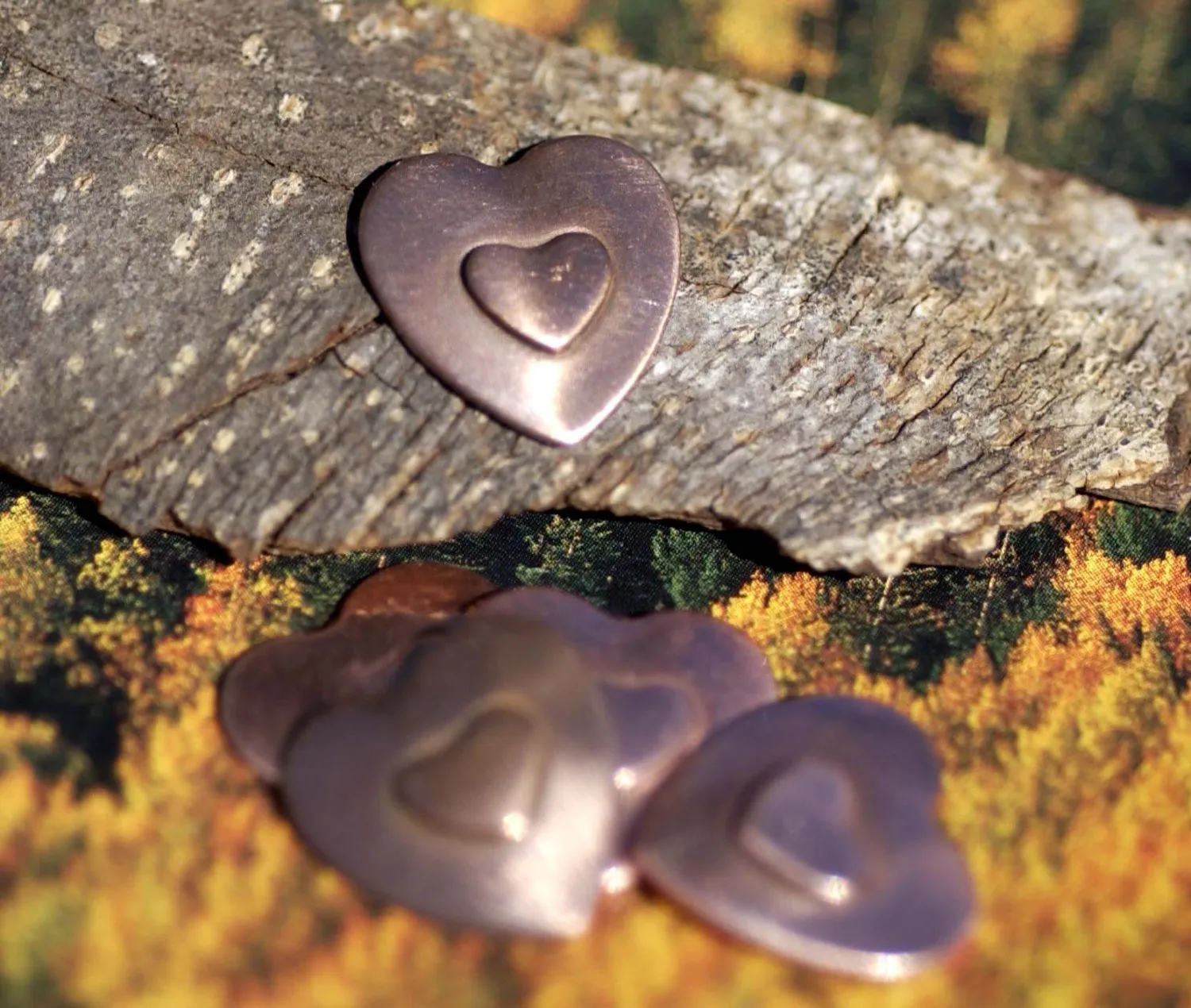 Heart on Heart Blanks Cutout for Enameling Stamping Texturing