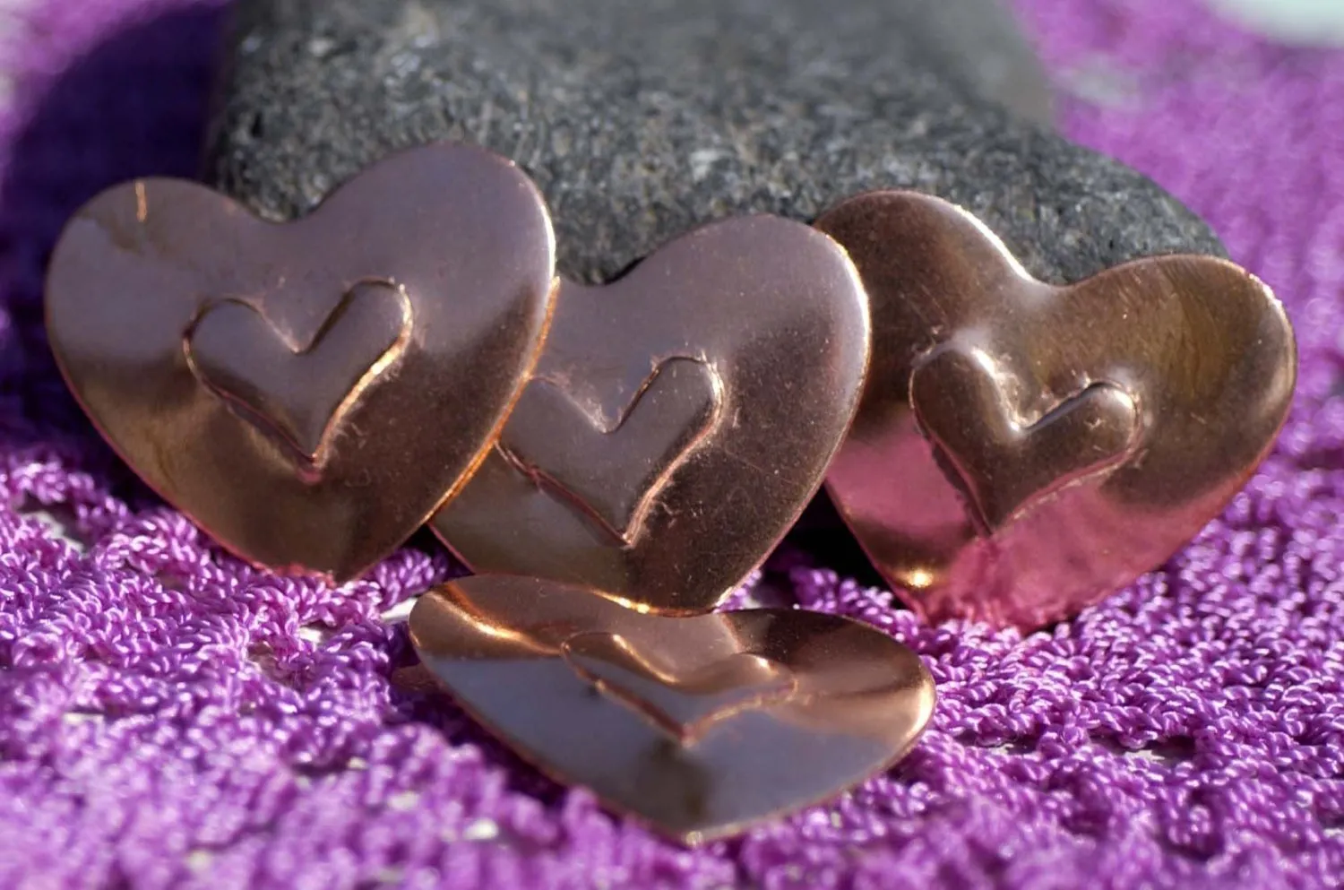 Hearts with Heart Embossed metal blanks