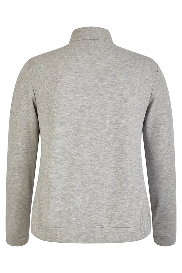 HEATHER GREY CASUAL ZIPPED JACKET