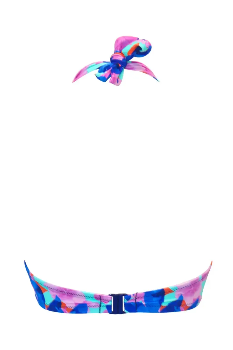 Heatwave Halter Underwired Bikini Top In Aqua Floral - Pour Moi
