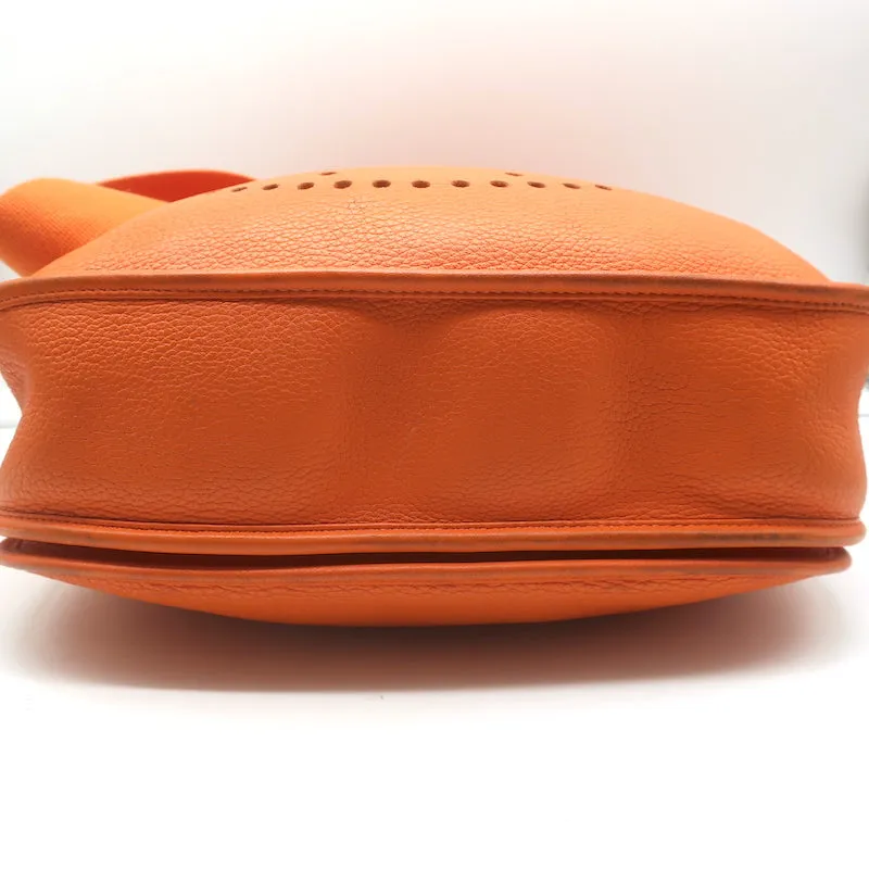 Hermes 2008 Evelyne II GM Hobo Orange Leather Crossbody Bag