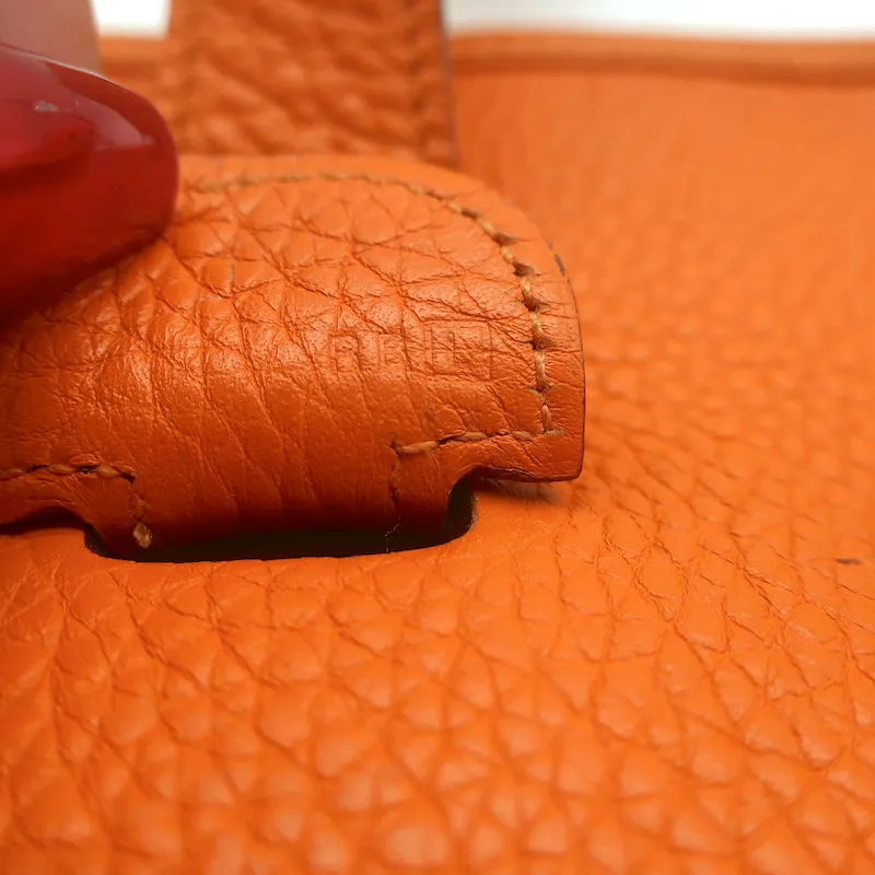 Hermes 2008 Evelyne II GM Hobo Orange Leather Crossbody Bag