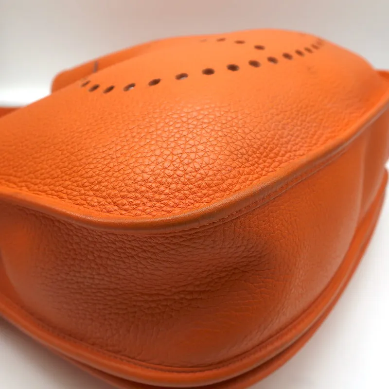 Hermes 2008 Evelyne II GM Hobo Orange Leather Crossbody Bag