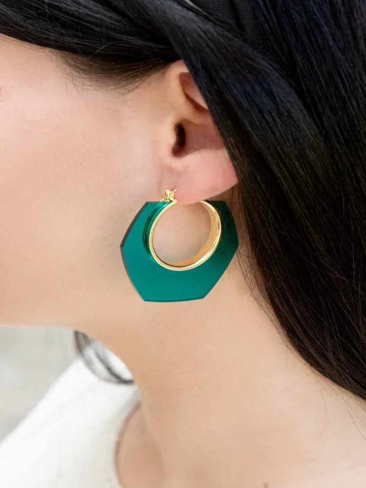 Hexagon Hoop Earrings