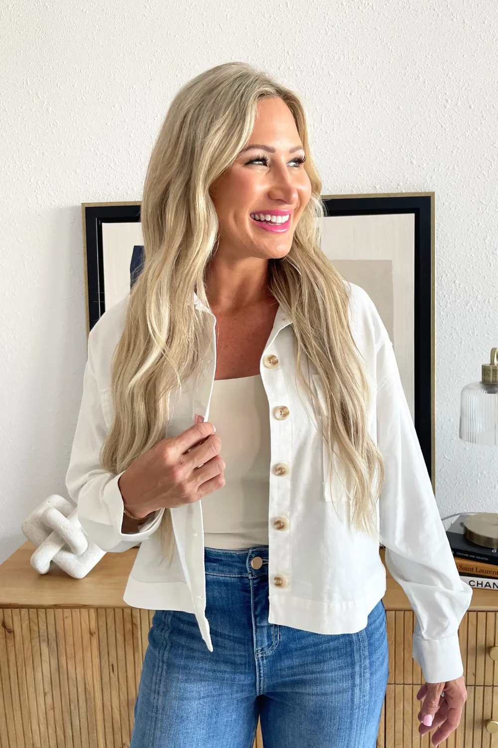 Horn Button Crop Jacket