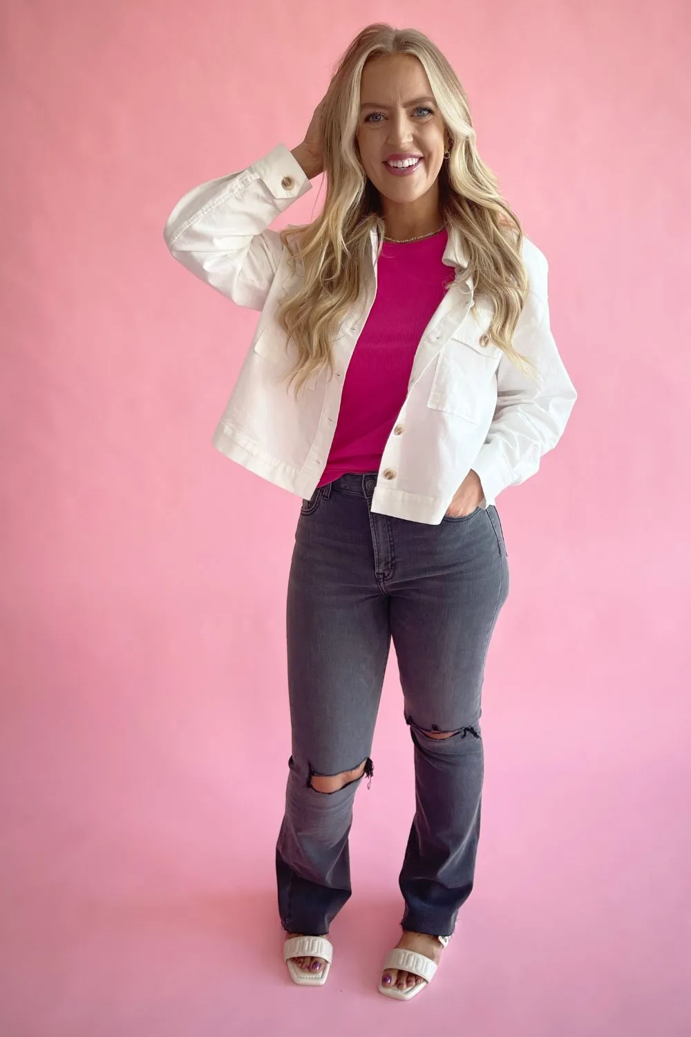 Horn Button Crop Jacket