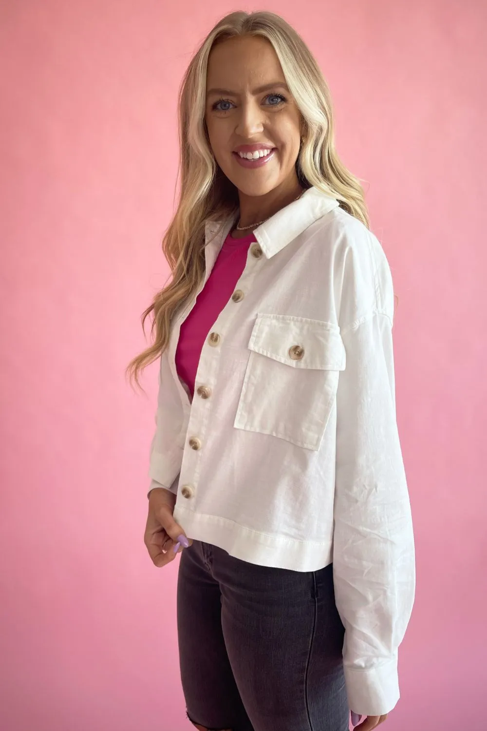 Horn Button Crop Jacket