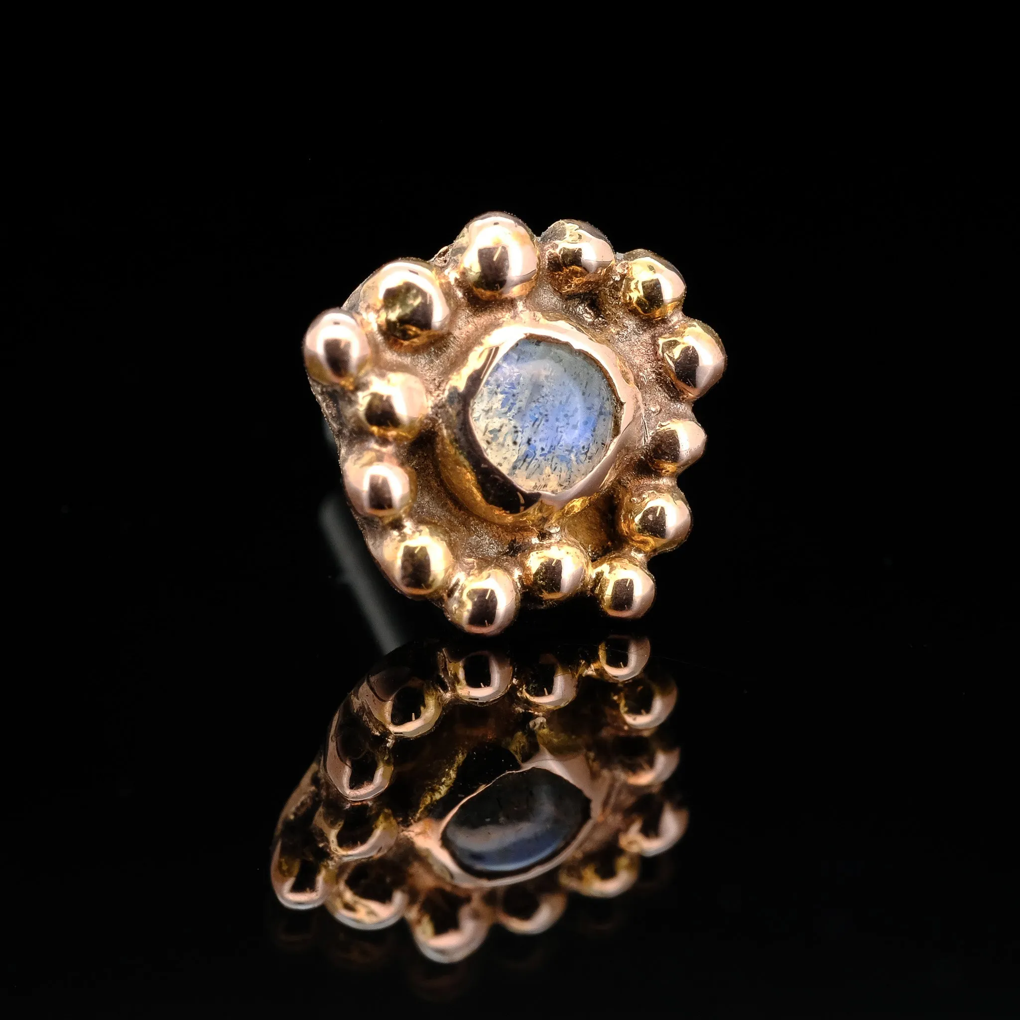 Horta - Labradorite 14ga Threaded end - 14kt Rose Gold
