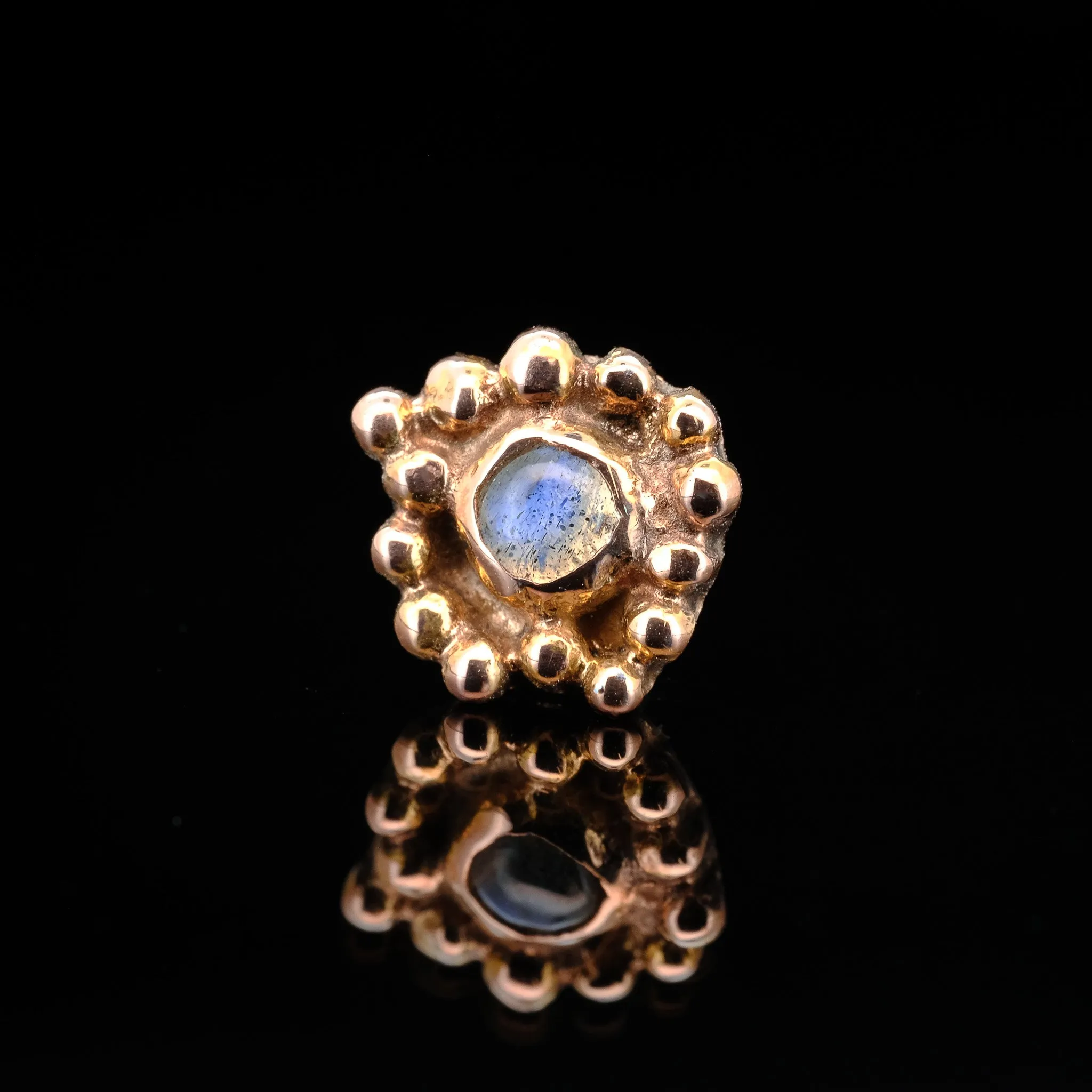 Horta - Labradorite 14ga Threaded end - 14kt Rose Gold
