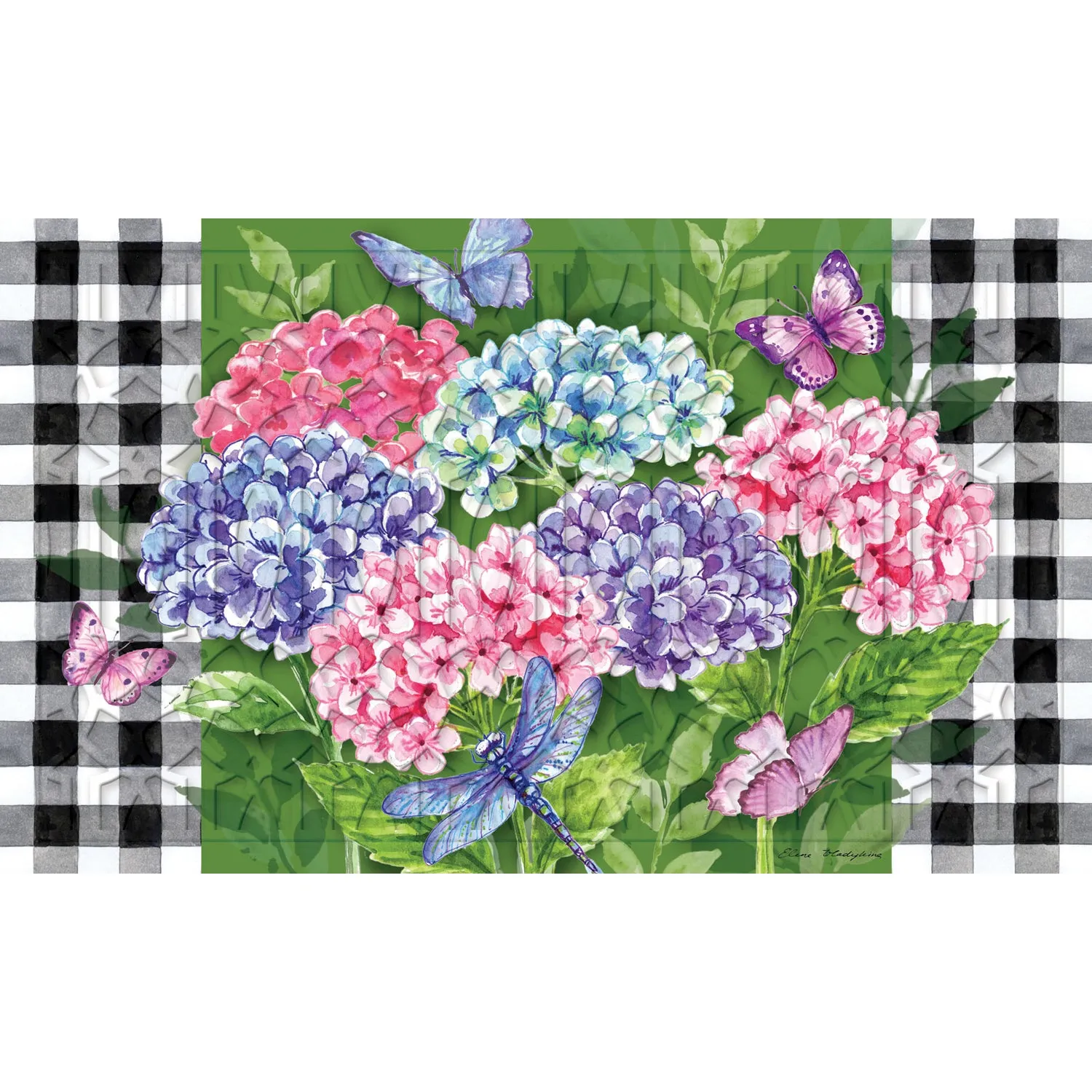 Hydrangea Checks Embossed Floor Mat,41em2519
