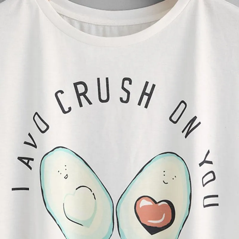 'I AVO CRUSH ON YOU' T-Shirt & Shorts (2 Piece Set)