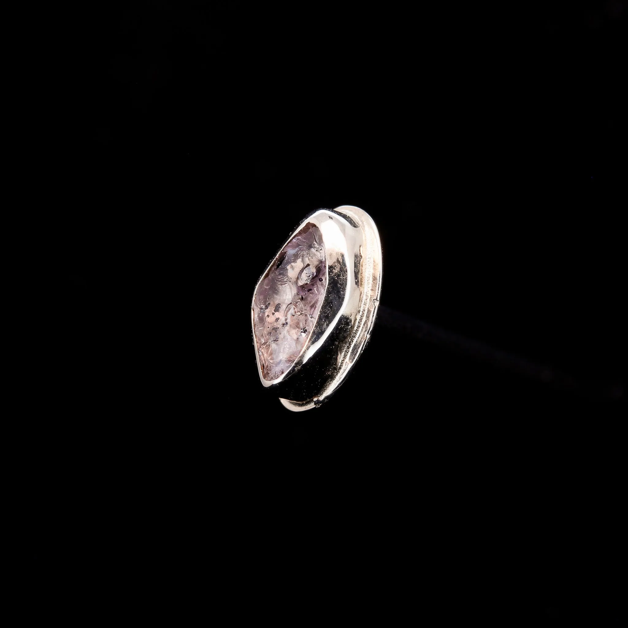 Imperial Champagne Garnet in 14k White Gold - 14ga threaded