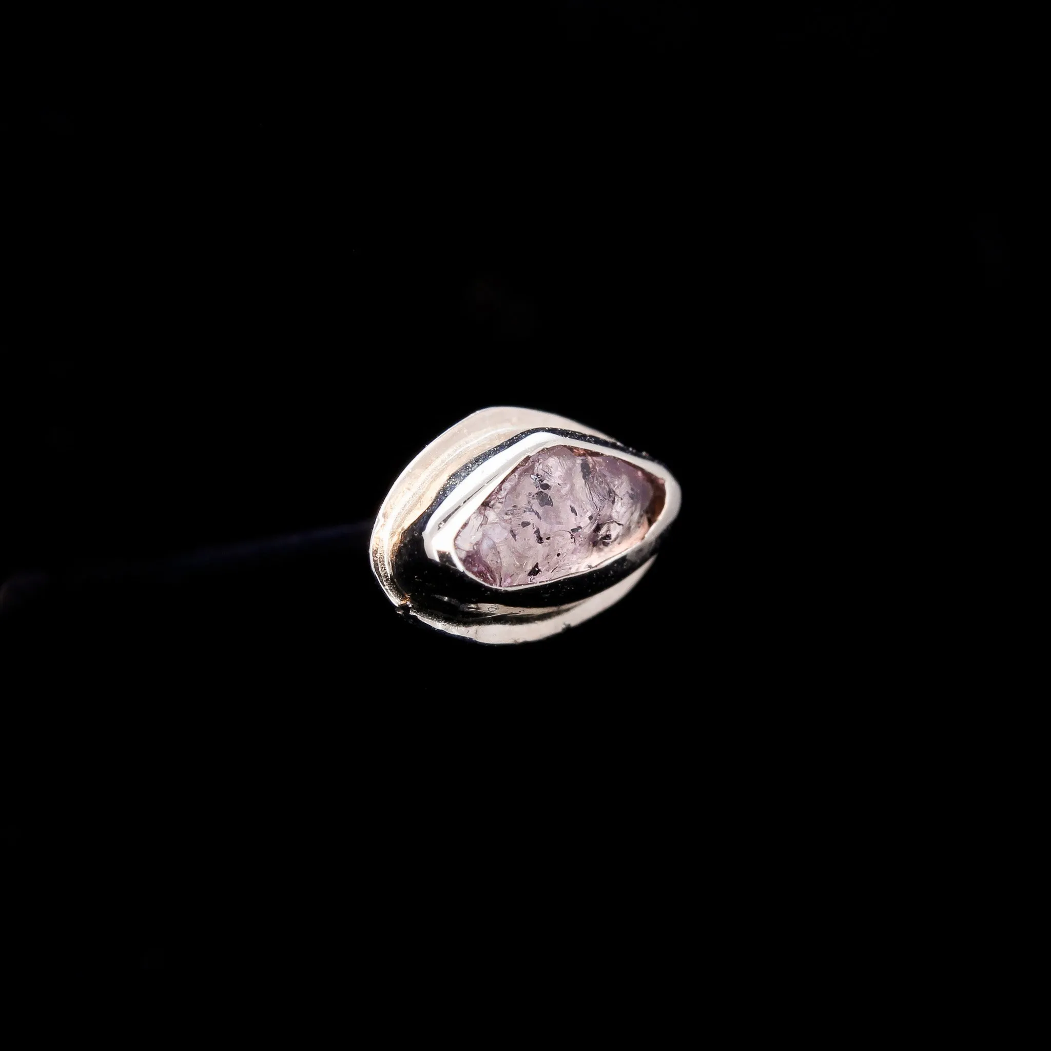 Imperial Champagne Garnet in 14k White Gold - 14ga threaded