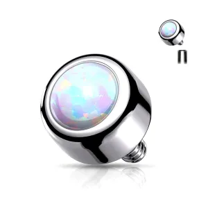 Implant Grade Titanium Internally Threaded Bezel Set Fire Opal Part