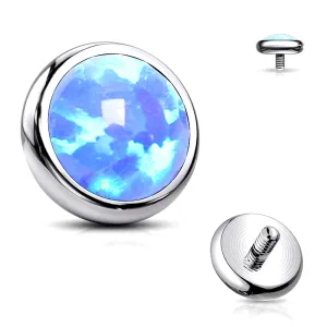 Implant Grade Titanium Internally Threaded Bezel Set Round Fire Opal Part