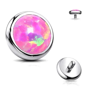 Implant Grade Titanium Internally Threaded Bezel Set Round Fire Opal Part