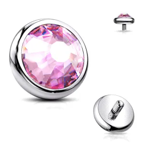 Implant Grade Titanium Internally Threaded Bezel Set Round Gem Part