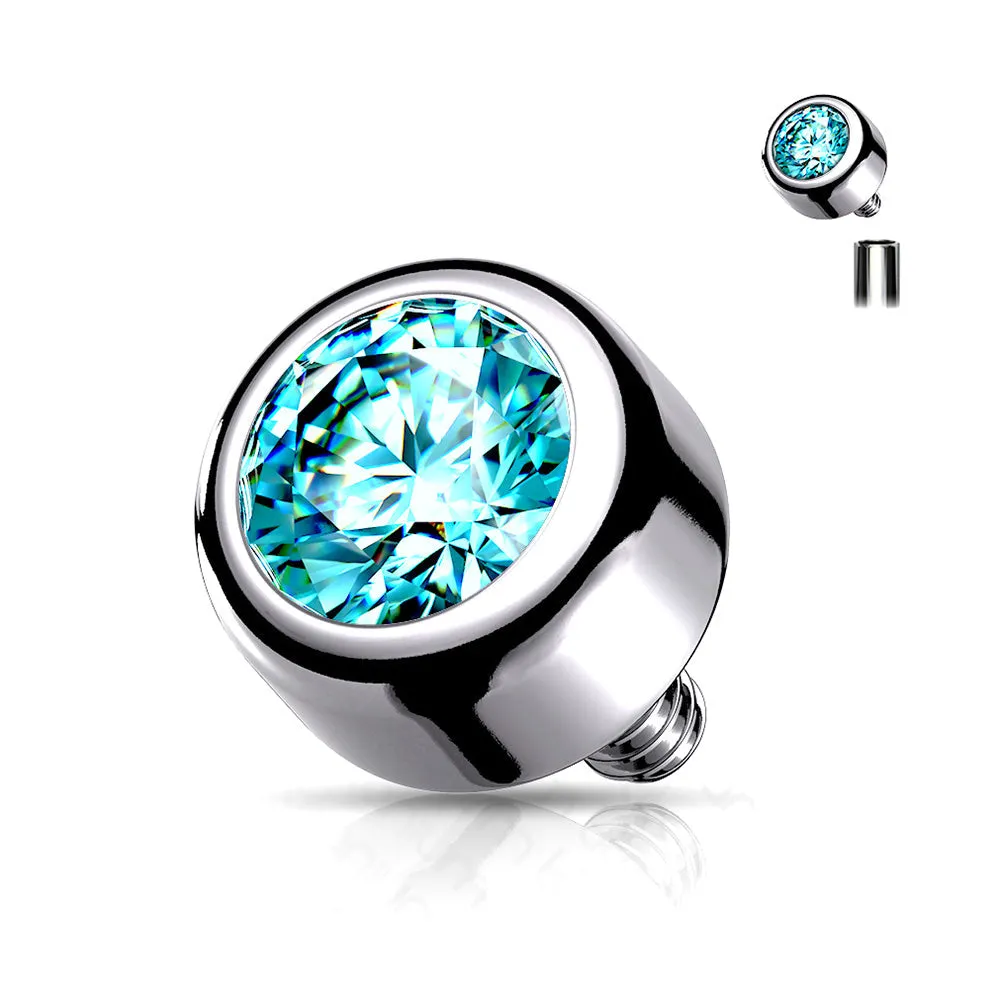 Implant Grade Titanium Internally Threaded Bezel Set Round Swarovski Crystal Part
