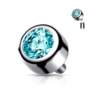 Implant Grade Titanium Internally Threaded Bezel Set Round Swarovski Crystal Part